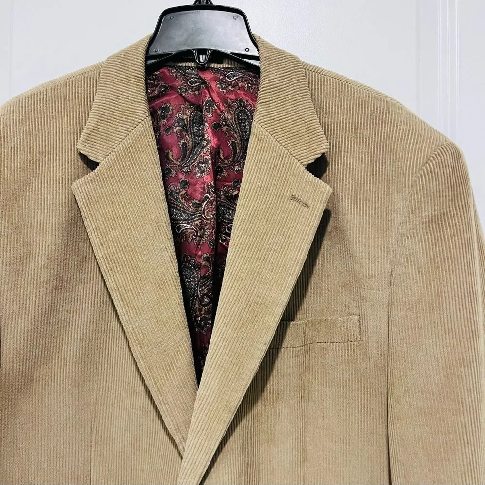 Lauren Ralph Lauren Men’s 100% Cotton Corduroy Blazer/Sports Coat Sz. 46L Camel